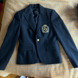 Navy Cashmere Blazer with Gold Buttons